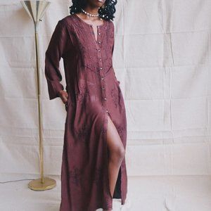 Long Sleeve Maxi Dress Boho Bohemian Kaftan Oversized Flowy Fall Winter Brown